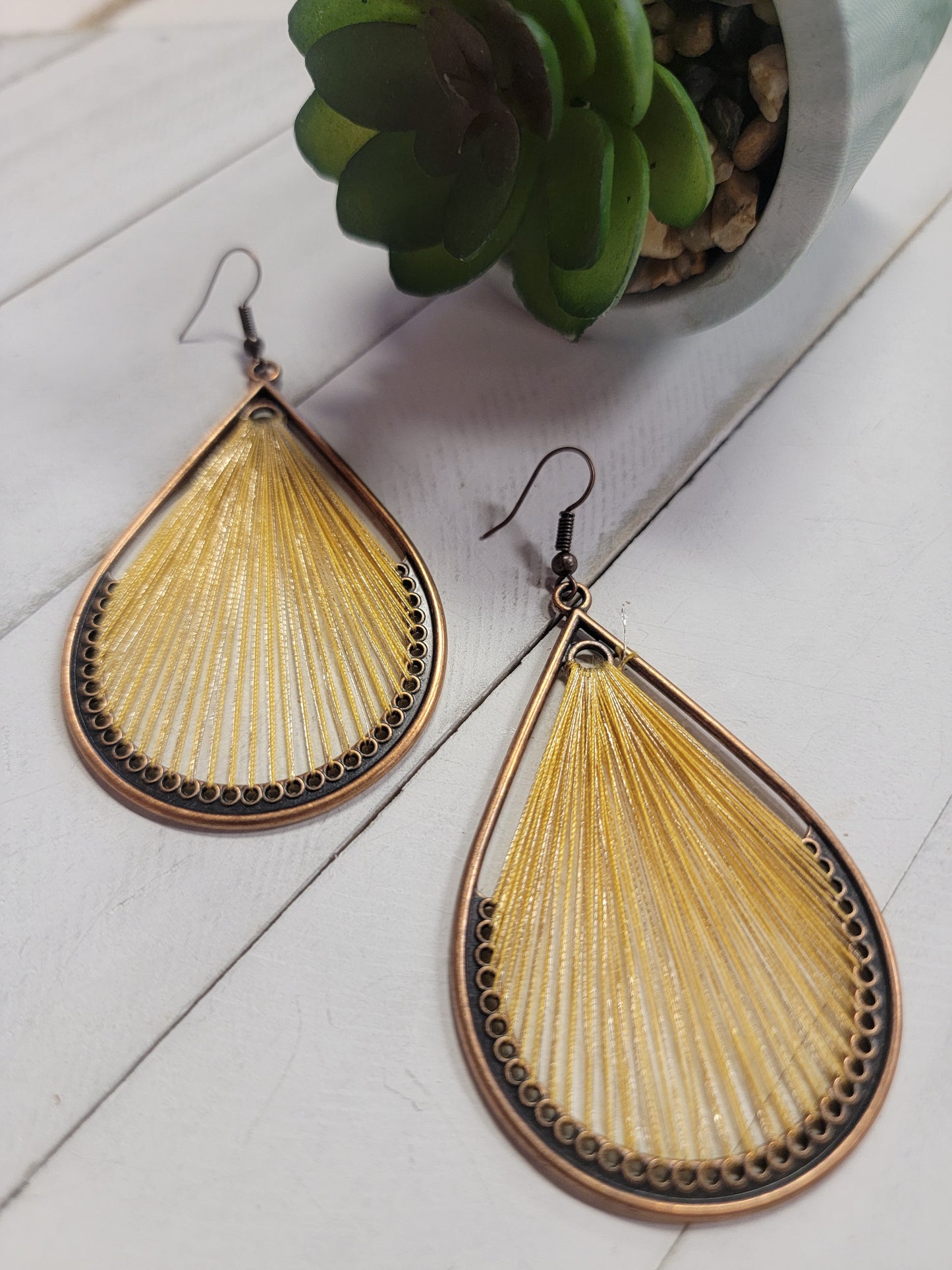 Mustard Woven Teardrop Earring