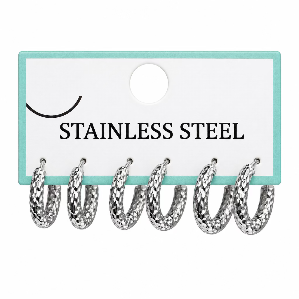 Set of 3 Textured Hoops
