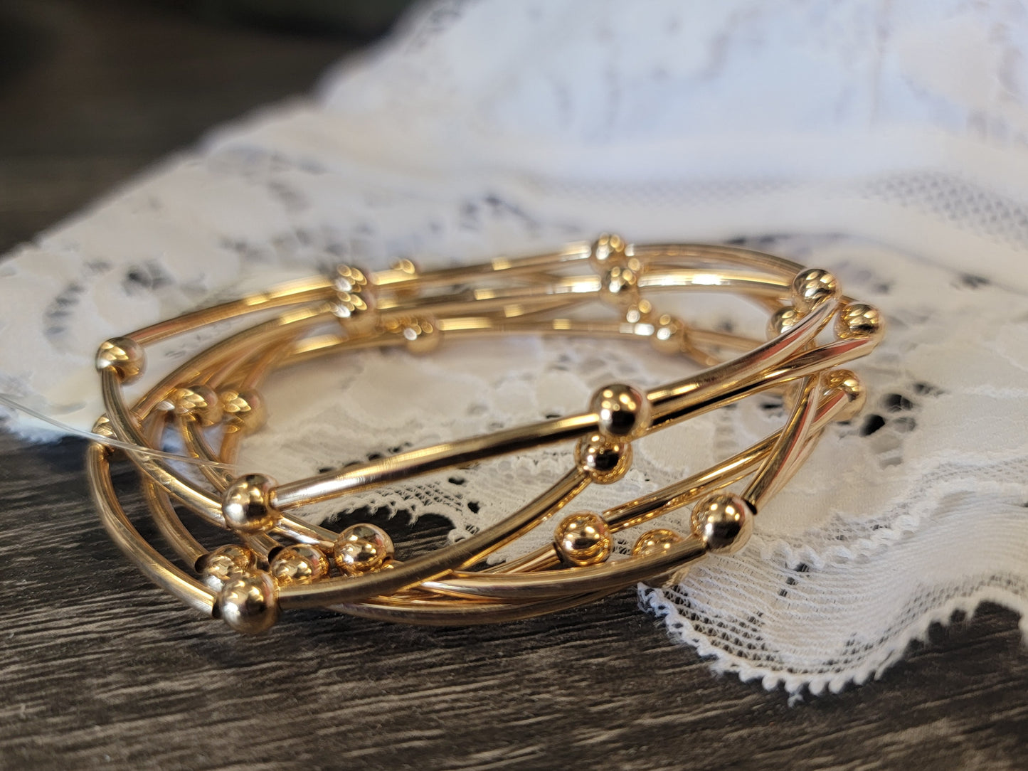 Set of 5 Gold Piping Bracelet
