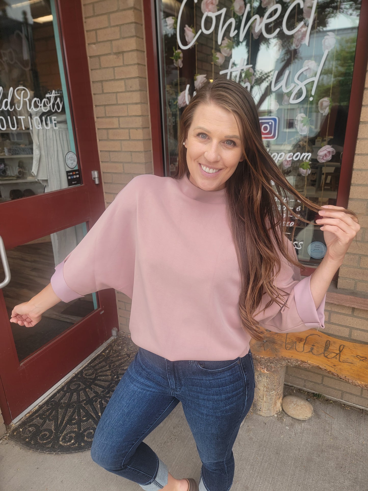 Mock Neck 3/4 Sleeve Shirt