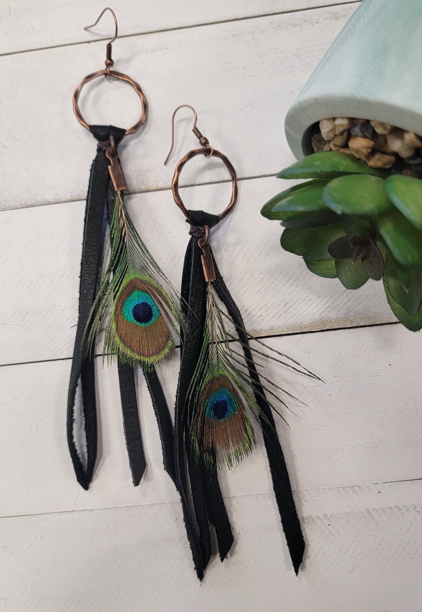 Black Deer Leather Tassel Earrings