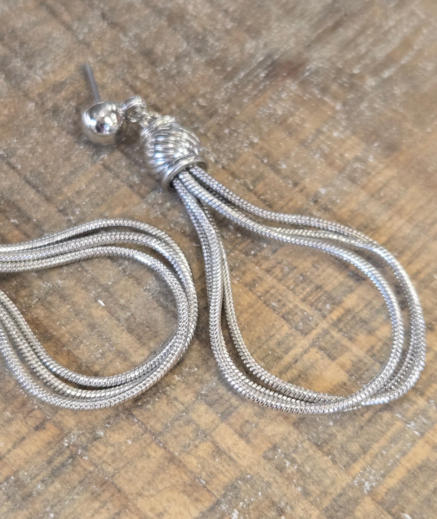 Silver Textured Wire Earrings