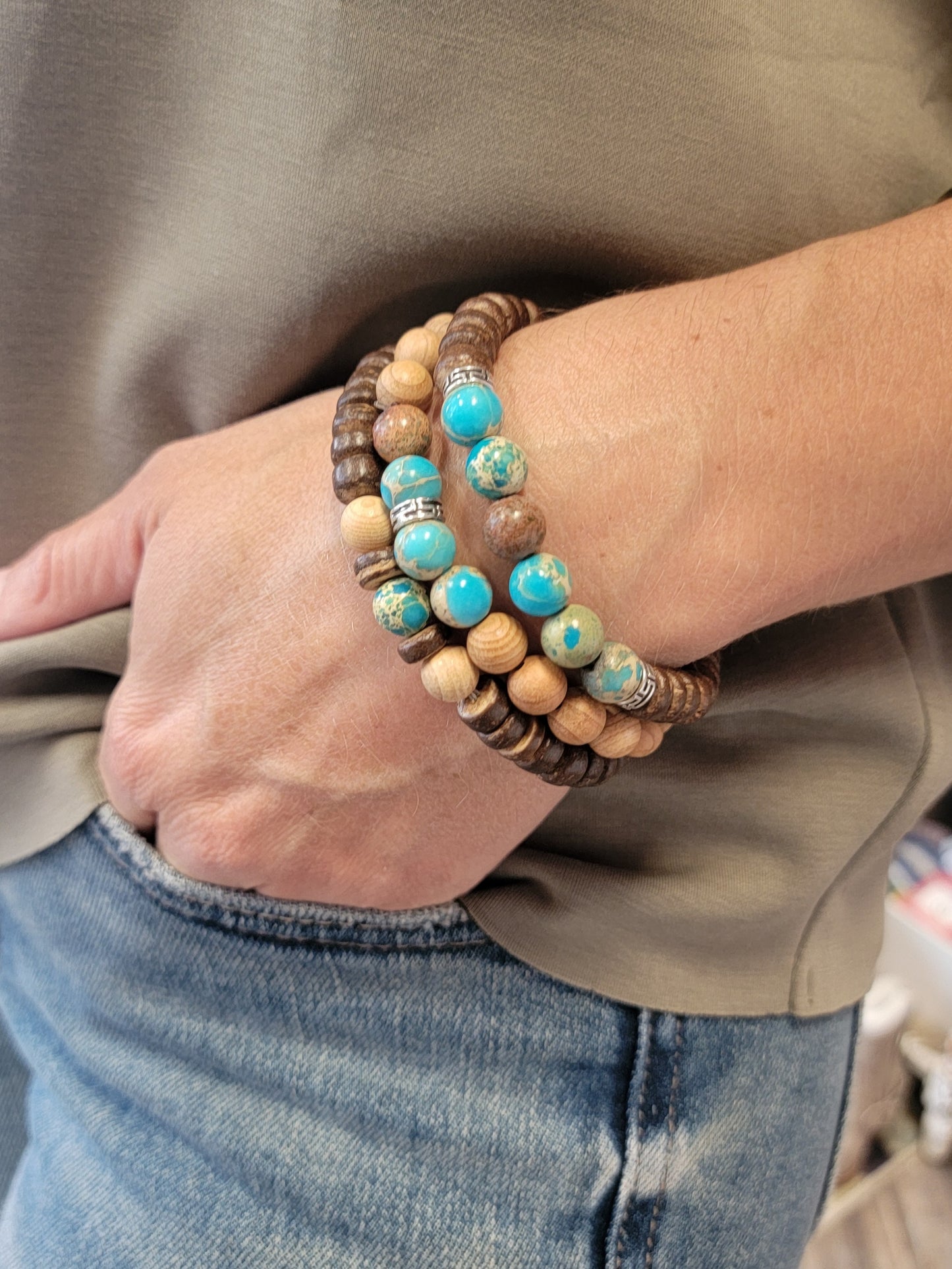 Jasper & Wood Trio Bracelets