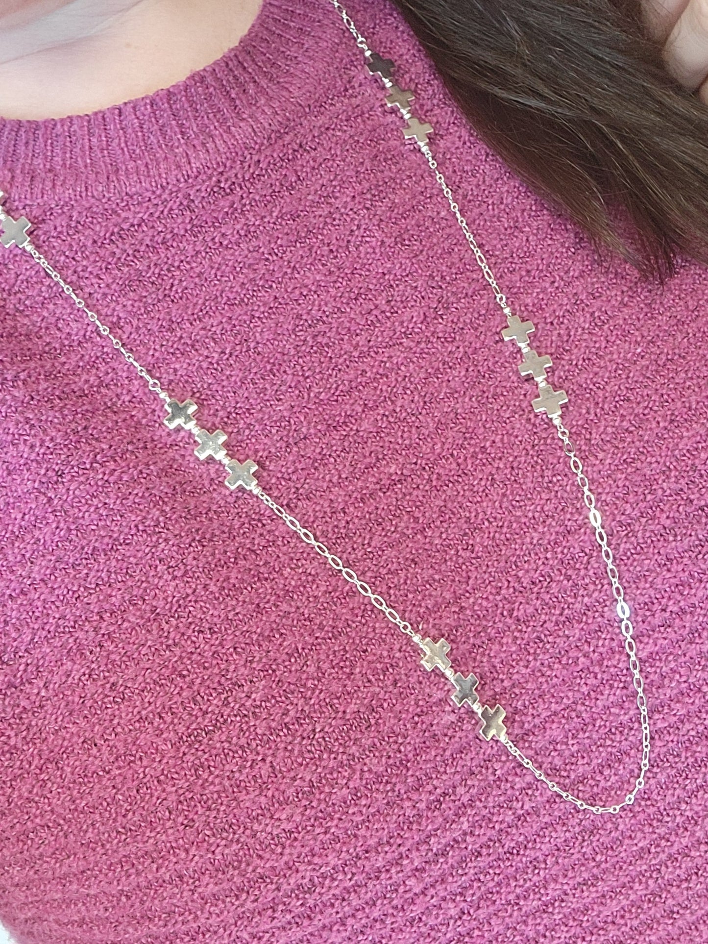 Silver Cross and Chain Necklace