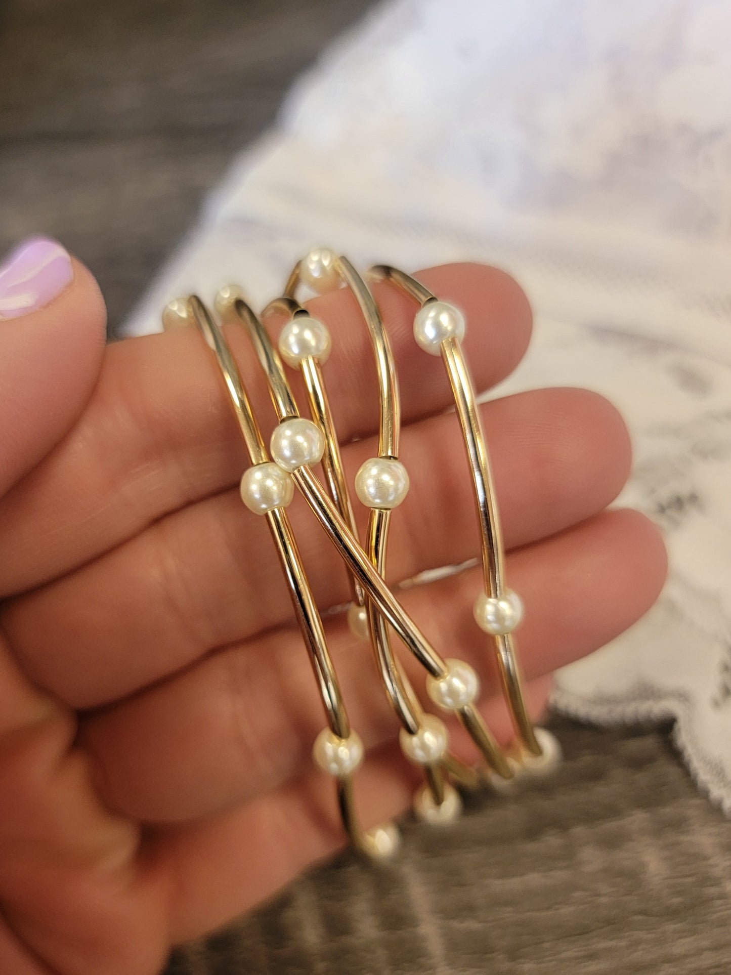 Set of 5 Gold Piping Bracelet
