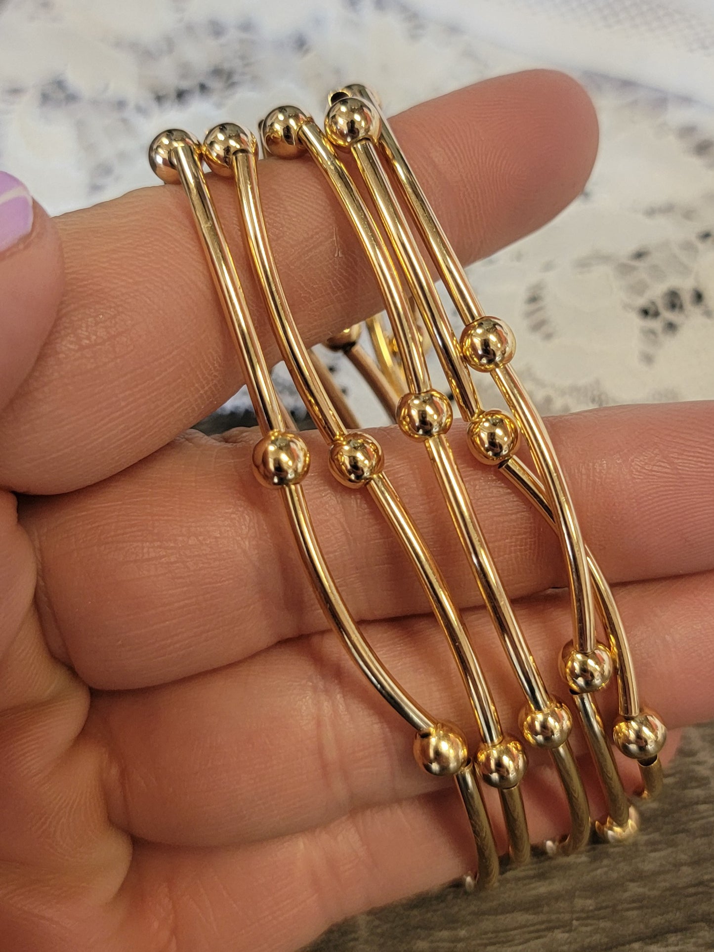 Set of 5 Gold Piping Bracelet