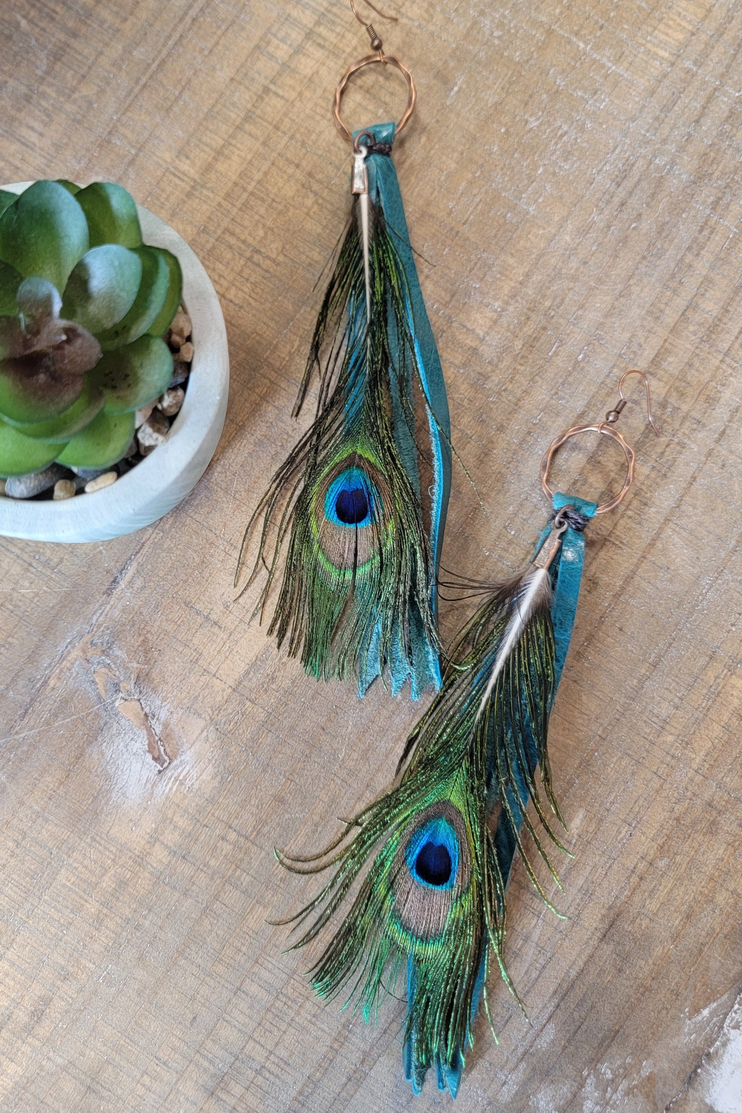 Peacock Feather Tassel Earrings