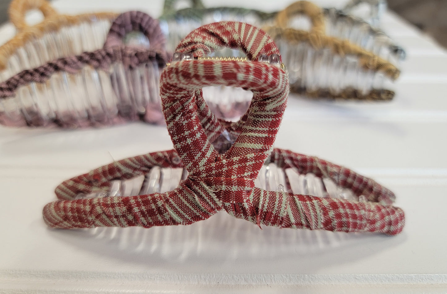 Checker Fabric Hair Clip