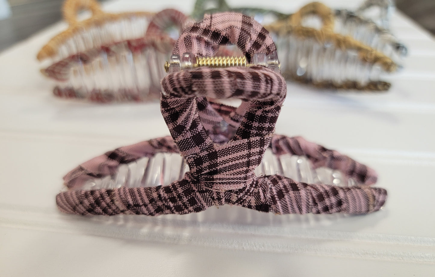 Checker Fabric Hair Clip