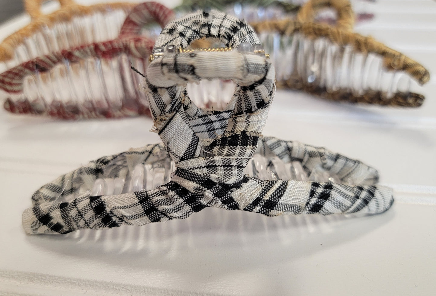 Checker Fabric Hair Clip