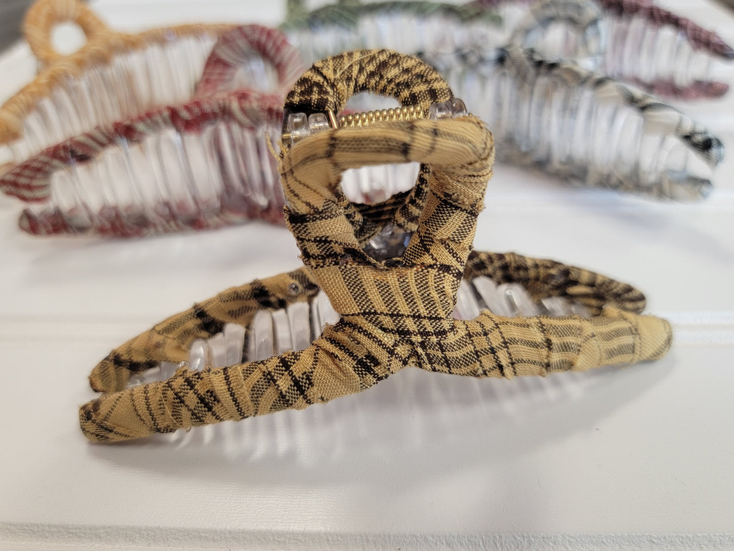 Checker Fabric Hair Clip