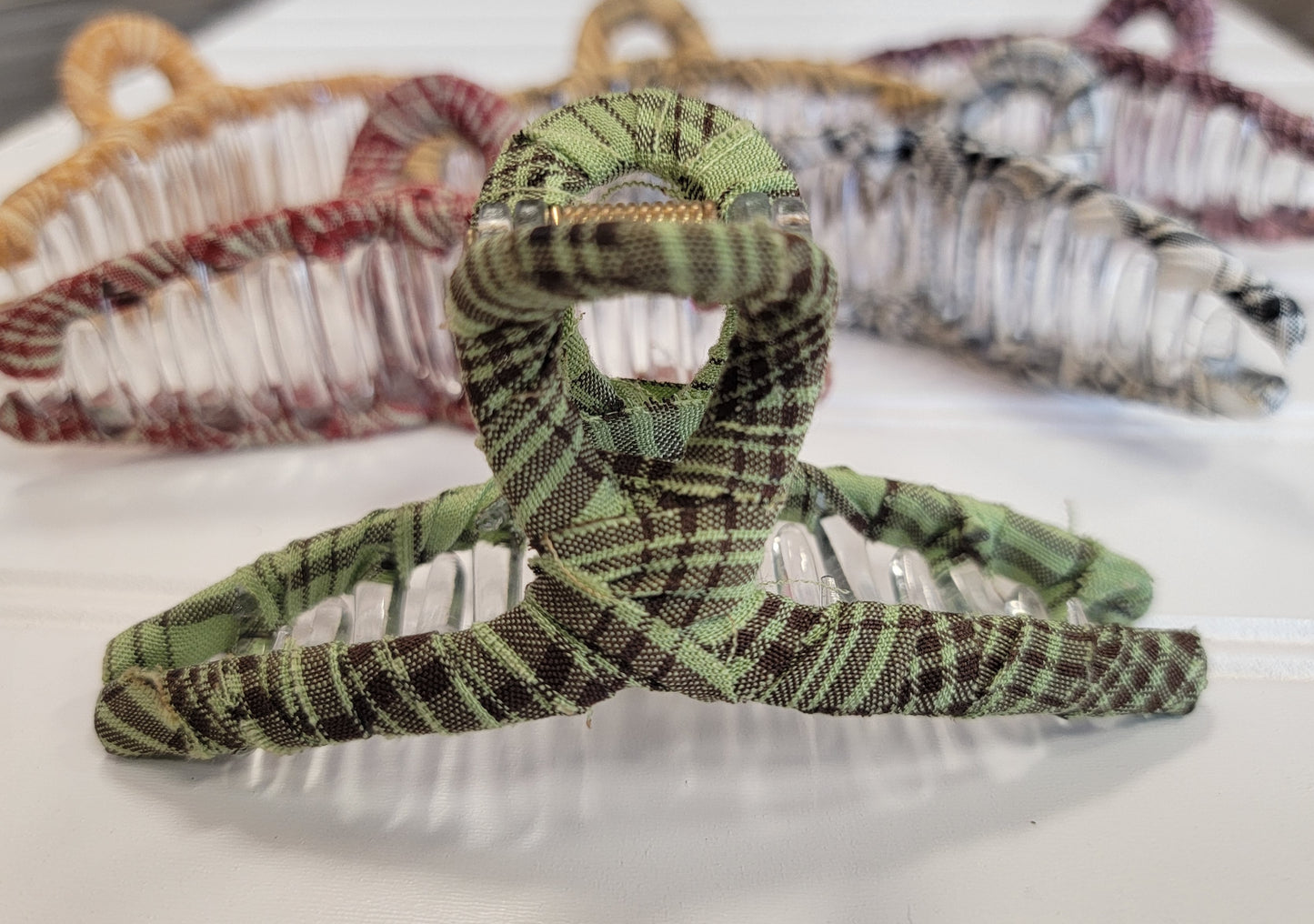 Checker Fabric Hair Clip