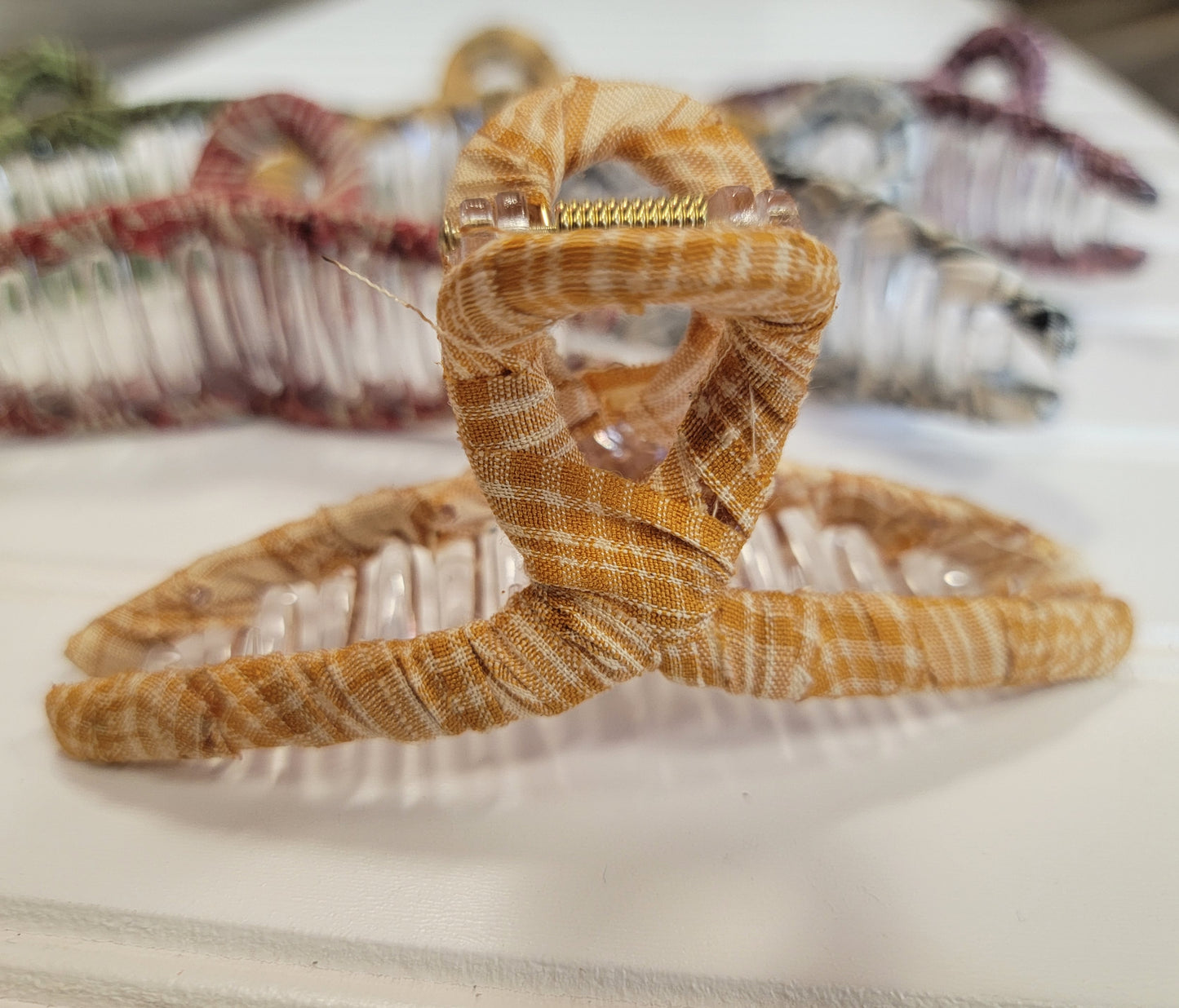 Checker Fabric Hair Clip