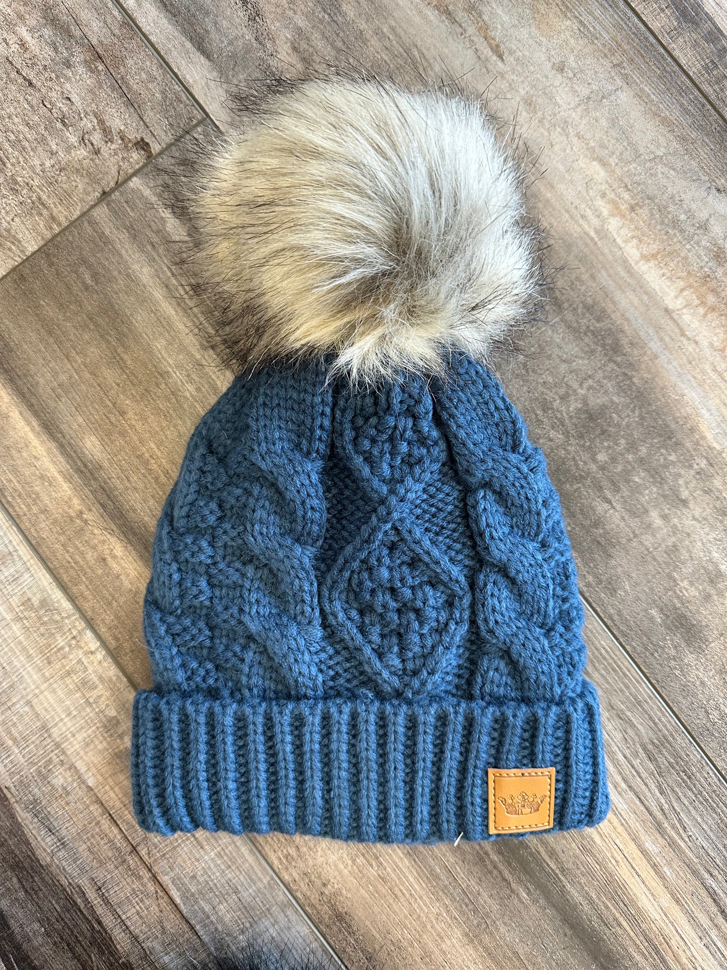 Kids Cable Knit Pom Beanie
