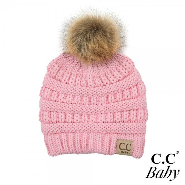 C.C. Baby Knit Beanie with Fur Pom