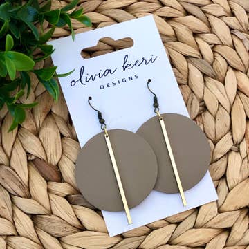 Round Earring with Gold Accent Bar