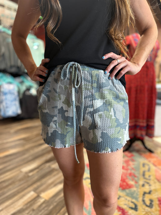 Camo Waffle Knit Shorts