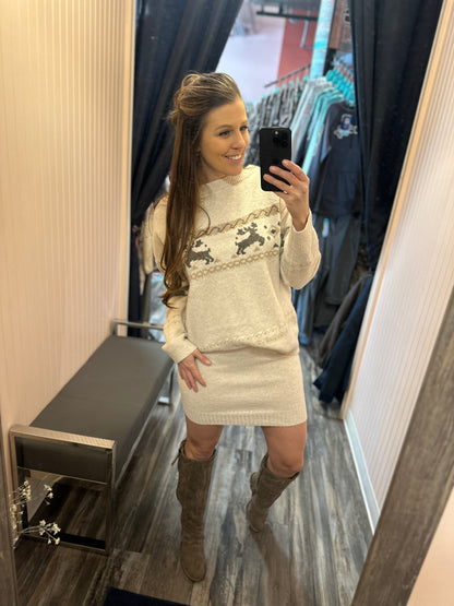 Frosty Reindeer Sweater & Mini Skirt Set
