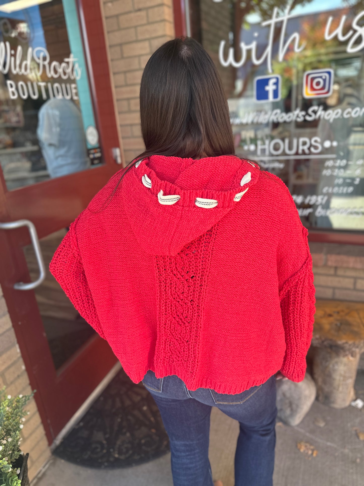Cherry Red Hooded Sweater