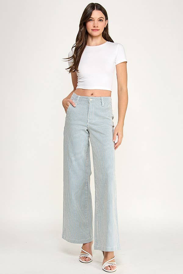 Blue Stripe Slim Palazzo Jeans