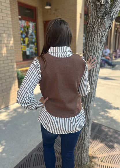 Knitted Vest with Under Shirt