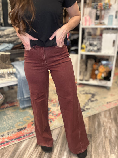 Twisted Seam Retro Burgundy Jeans