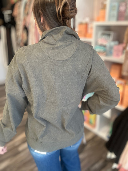 Ribbed Quarter Zip Sweatershirt