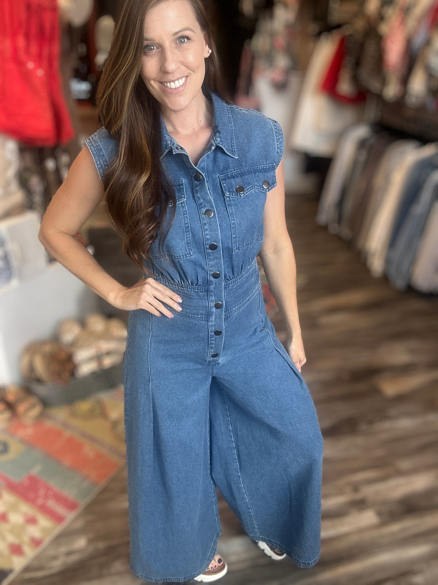 Denim Wide Leg Jumpsuit