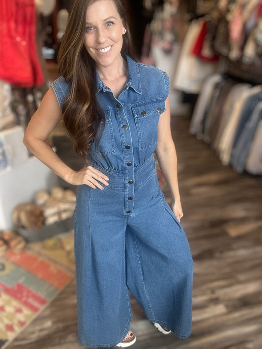 Denim Wide Leg Jumpsuit