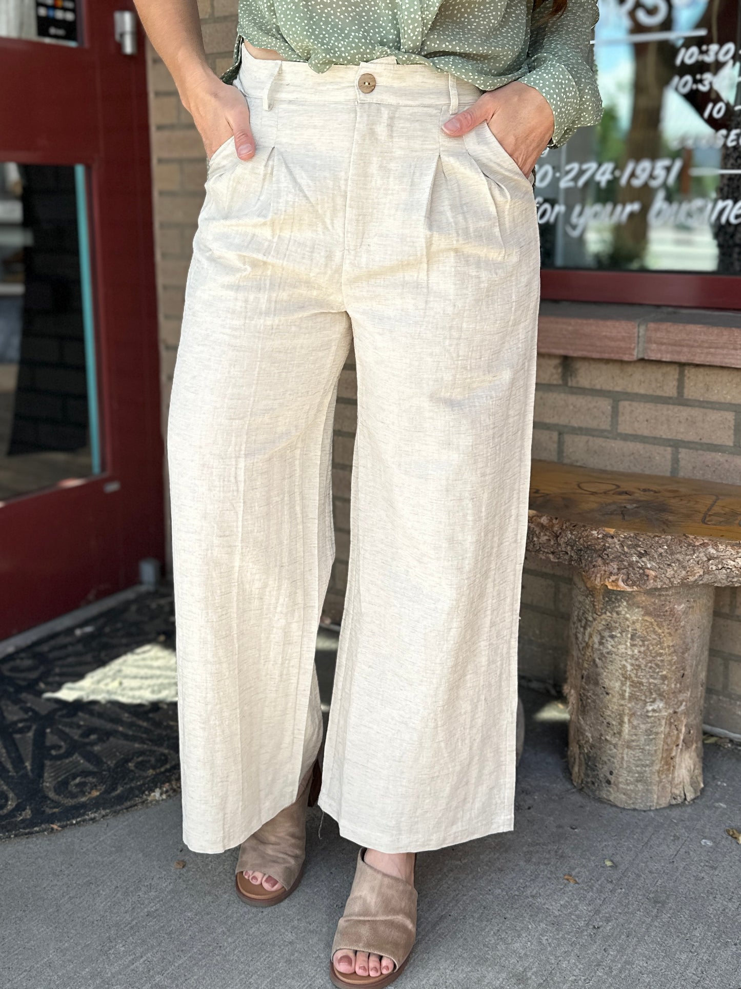 Oatmeal Wide Leg Pants
