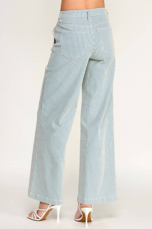 Blue Stripe Slim Palazzo Jeans