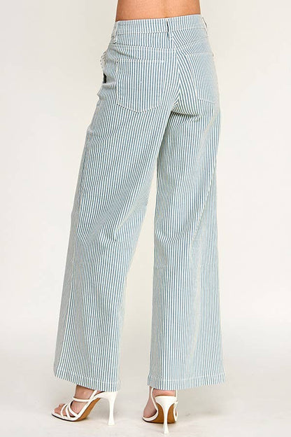 Blue Stripe Slim Palazzo Jeans