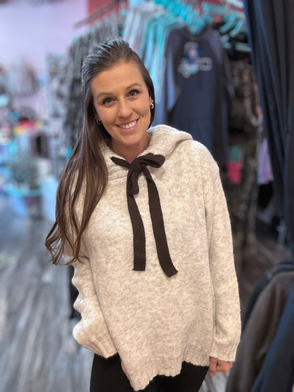 Contrast String Hoodie Sweater