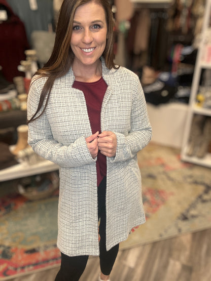 Grey Houndstooth Cardigan