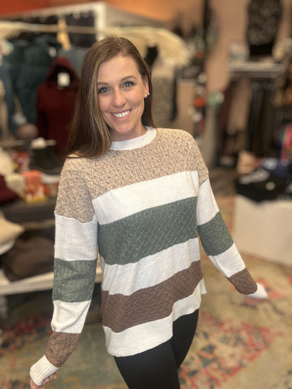 Colorblock Multi Textured Sweater