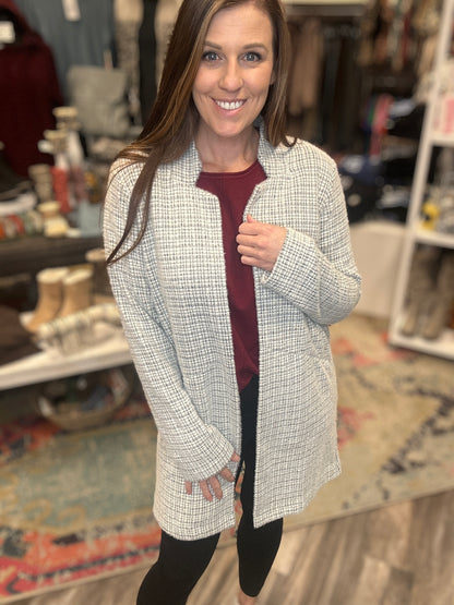 Grey Houndstooth Cardigan