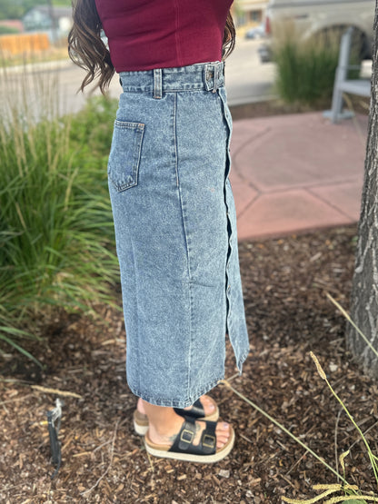 Denim Front Button Skirt