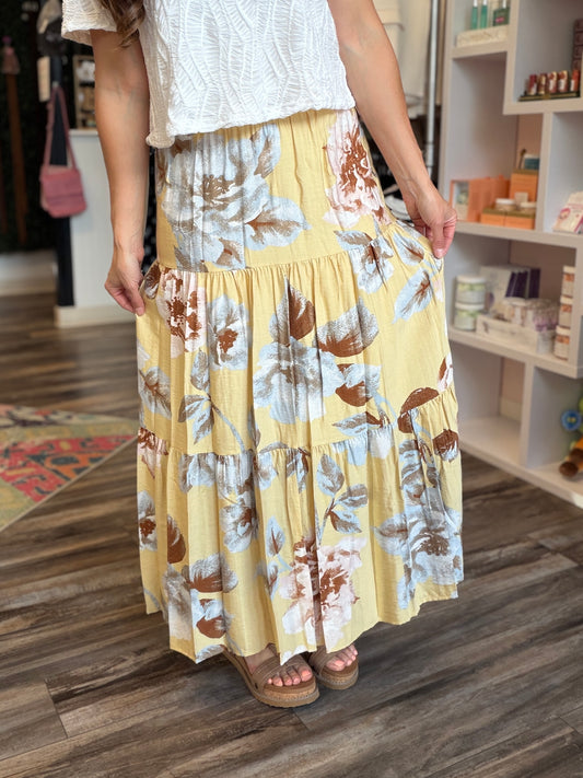 Yellow & Blue Maxi Skirt