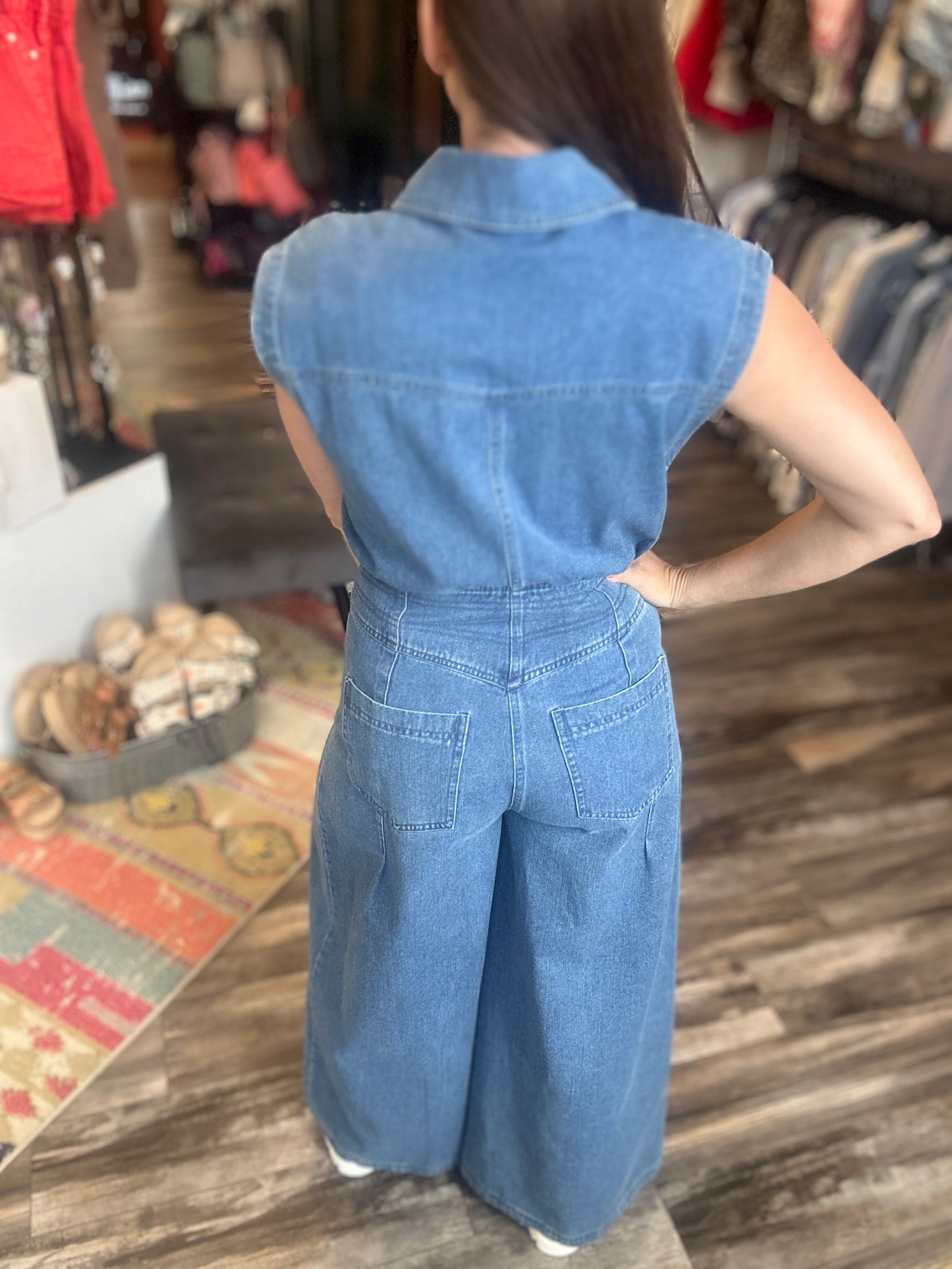 Denim Wide Leg Jumpsuit