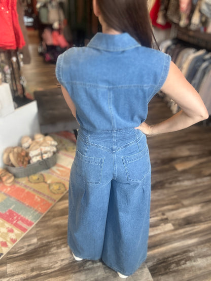 Denim Wide Leg Jumpsuit