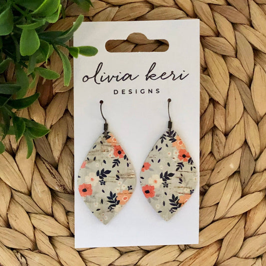 Olivia - Grey Fall Floral Dangle Earrings