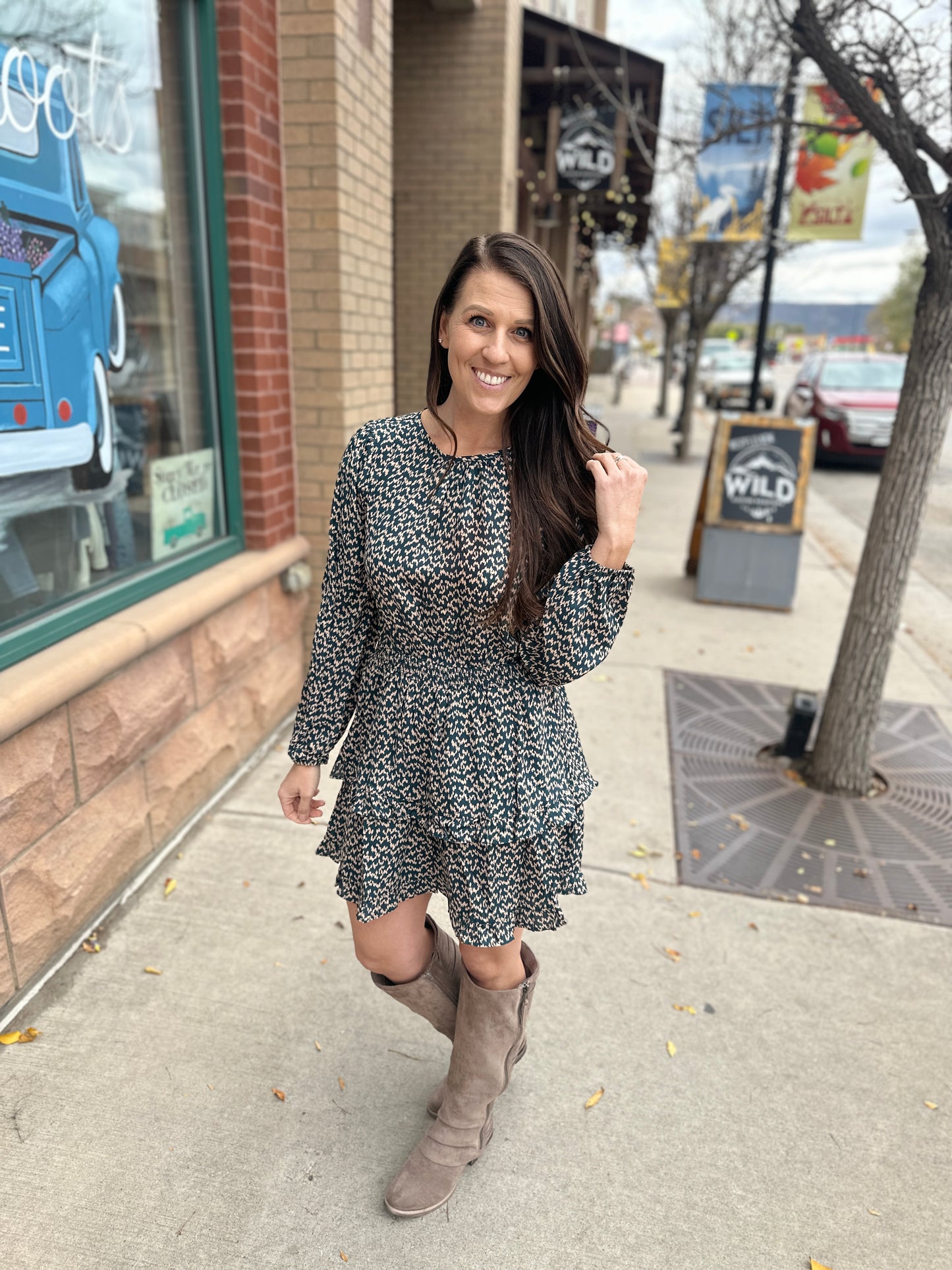 Bubble Sleeve Smock Dress