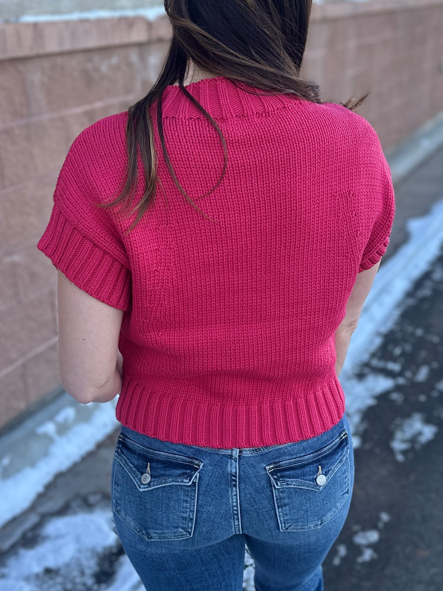 Heart Short Sleeve Sweater