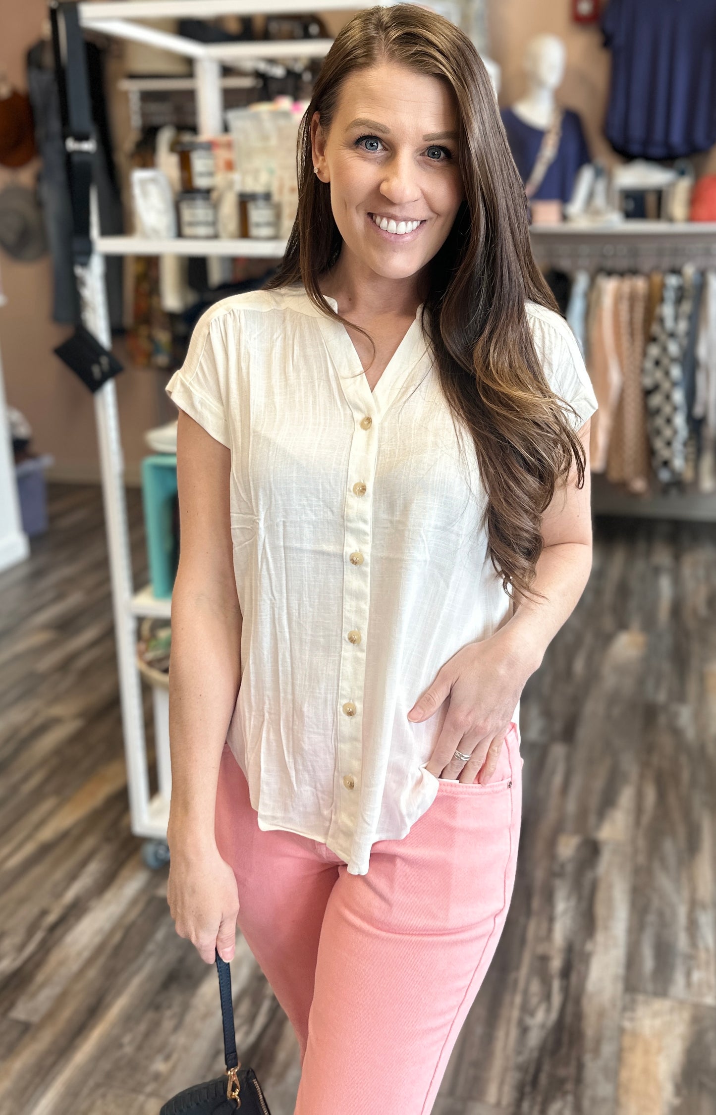 Short Rolled Sleeve Button Down