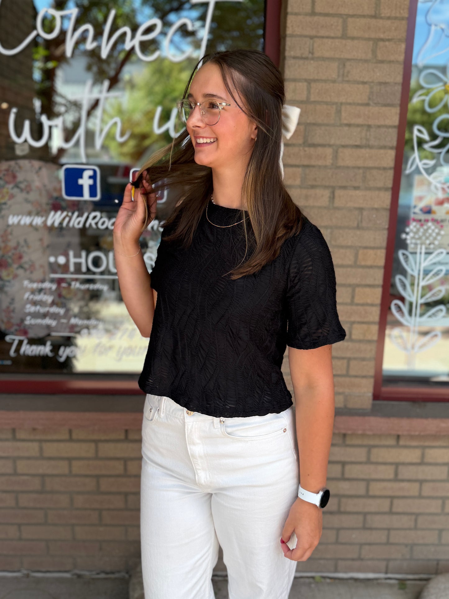 Textured Short Sleeve Top