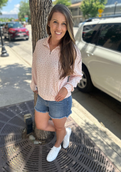Pink Ribbed Floral Pullover