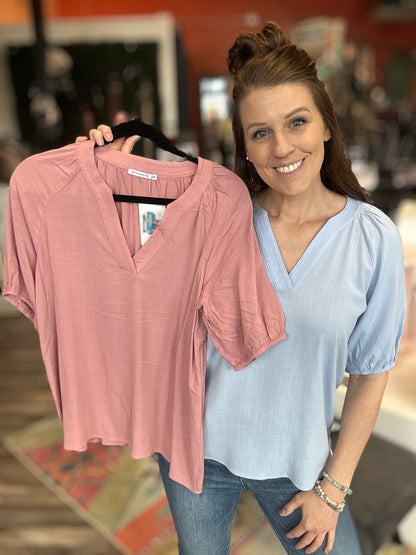 V-Neck Blouse Short Sleeve