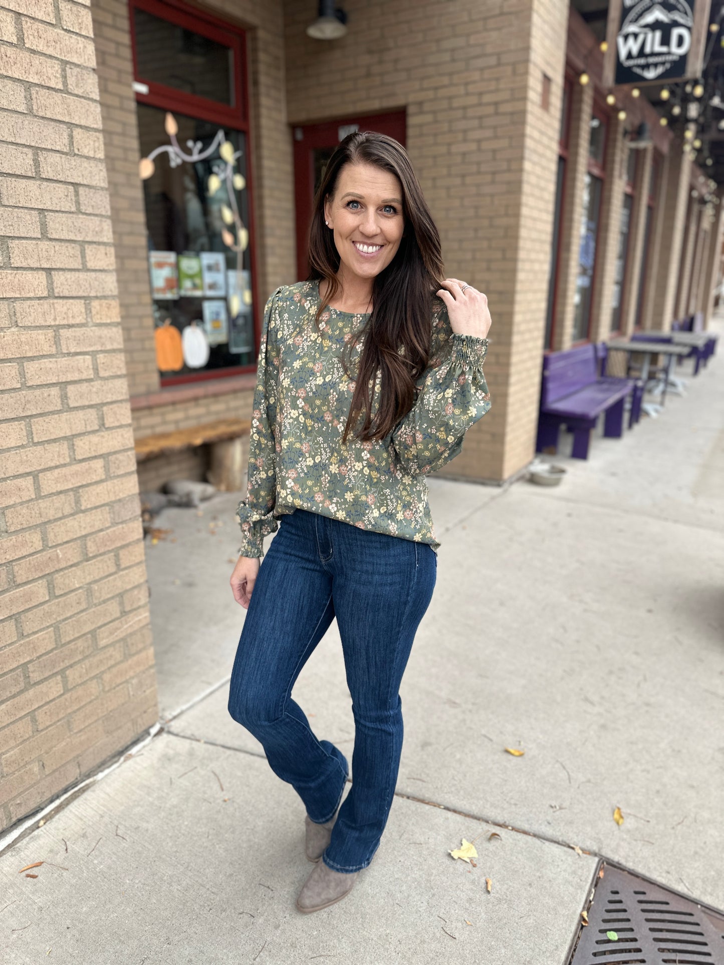 Olive and Floral Blouse