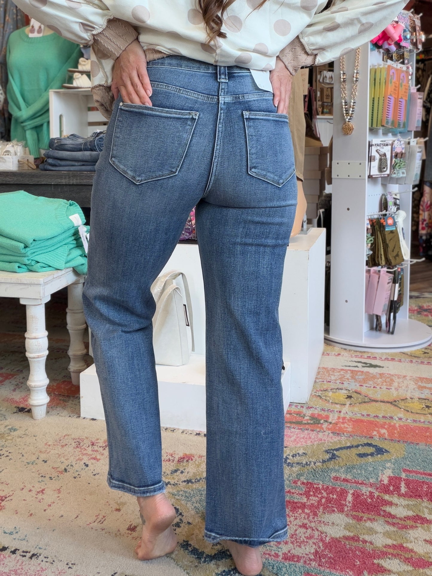Violeta Patch Pocket Wide Leg Jeans