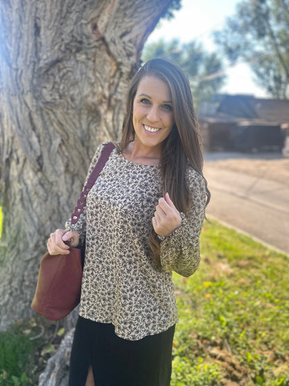 Taupe Floral Long Sleeve